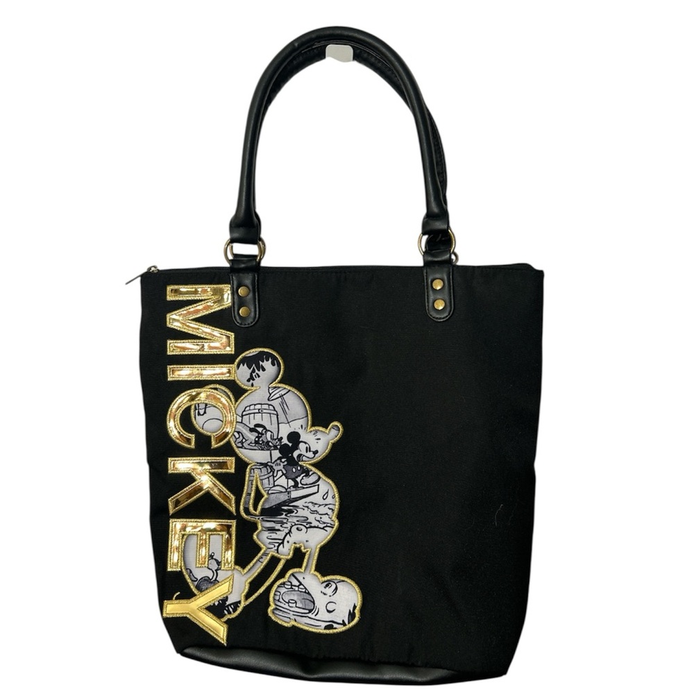 Disney Parks Mickey Mouse Tote Bag Black Gold Large Shoulder Bag Vacation